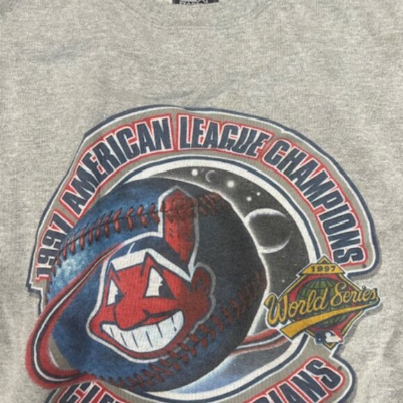 Vintage 1997 Starter Cleveland Indians Chief Wahoo World Series Sweatshirt Large - Picture 1 of 6